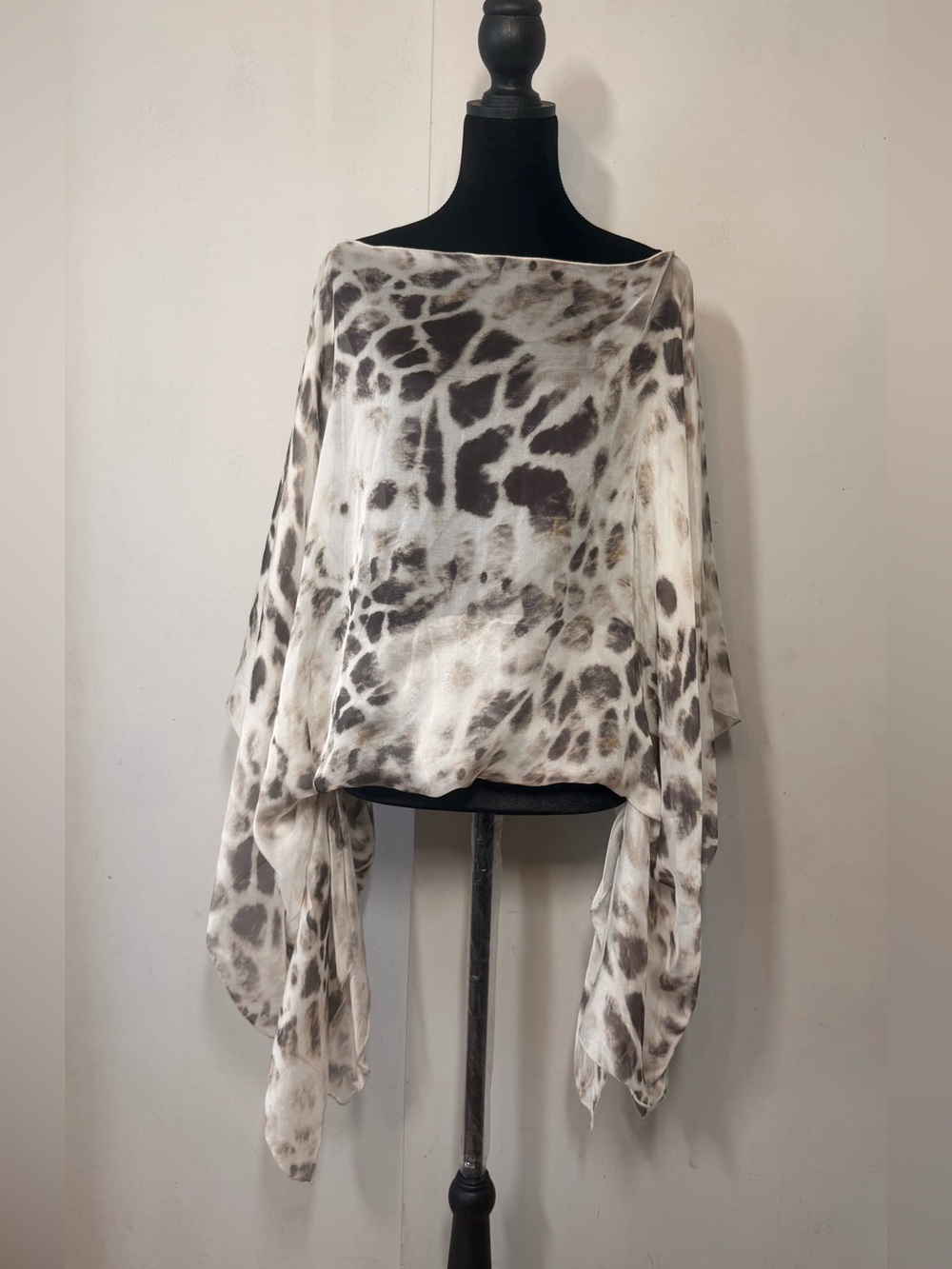 Alexis Taupe and Cream Animal-Print Draped Tunic